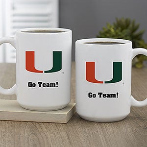 NCAA Miami Hurricanes Personalized Coffee Mug 15 oz. - White - 33030-L