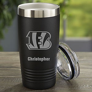 NFL Cincinnati Bengals Personalized 20oz Black Stainless Steel Tumbler - 33064-B