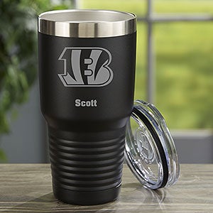 NFL Cincinnati Bengals Personalized 30oz Black Stainless Steel Tumbler - 33064-LB