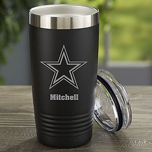 NFL Dallas Cowboys Personalized 20 oz Black Stainless Steel Tumbler - 33066-B