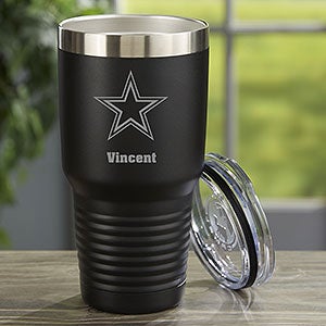 NFL Dallas Cowboys Personalized 30 oz Black Stainless Steel Tumbler - 33066-LB