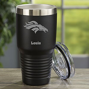 NFL Denver Broncos Personalized 30 oz Black Stainless Steel Tumbler - 33067-LB