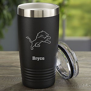NFL Detroit Lions Personalized 20oz Black Stainless Steel Tumbler - 33068-B