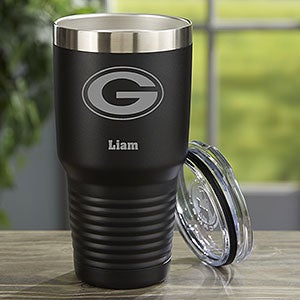 NFL Green Bay Packers Personalized 30oz Black Stainless Steel Tumbler - 33069-LB