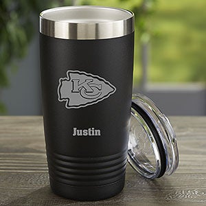 NFL Kansas City Chiefs Personalized 20 oz Black Stainless Steel Tumbler - 33073-B