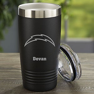 NFL Los Angeles Chargers Personalized 20oz Black Stainless Steel Tumbler - 33074-B