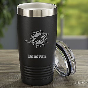 NFL Miami Dolphins Personalized 20oz Black Stainless Steel Tumbler - 33076-B