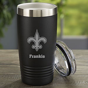 NFL New Orleans Saints Personalized 20 oz Black Stainless Steel Tumbler - 33079-B