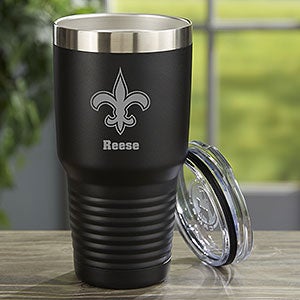 NFL New Orleans Saints Personalized 30 oz Black Stainless Steel Tumbler - 33079-LB