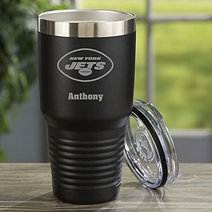 NFL New York Jets Personalized 30 oz. Black Stainless Steel Tumbler - 33081-LB