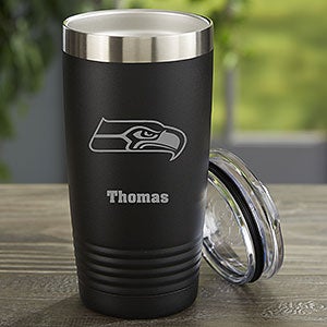 NFL Seattle Seahawks Personalized 20 oz Black Stainless Steel Tumbler - 33086-B