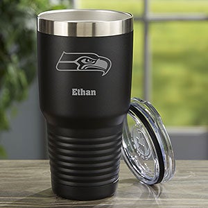 NFL Seattle Seahawks Personalized 30 oz Black Stainless Steel Tumbler - 33086-LB