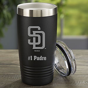 MLB San Diego Padres Personalized 20 oz. Black Stainless Steel Tumbler - 33112-B