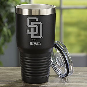 MLB San Diego Padres Personalized 30 oz. Black Stainless Steel Tumbler - 33112-LB