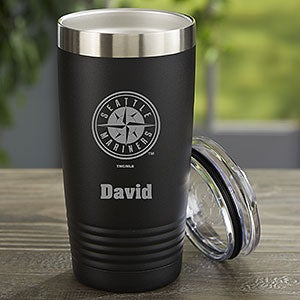 MLB Seattle Mariners Personalized 20 oz. Black Stainless Steel Tumbler - 33114-B