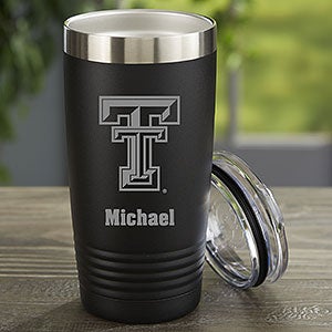 NCAA Texas Tech Red Raiders Personalized 20oz Black Stainless Steel Tumbler - 33128-B