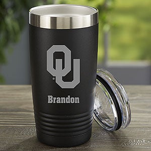 NCAA Oklahoma Sooners Personalized 20oz Black Stainless Steel Tumbler - 33134-B