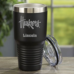 NCAA Nebraska Cornhuskers Personalized 30oz Black Stainless Steel Tumbler - 33138-LB