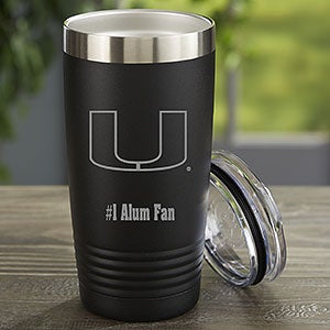 NCAA Miami Hurricanes Personalized 20 oz. Black Stainless Steel Tumbler - 33143-B