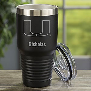 NCAA Miami Hurricanes Personalized 30oz Black Stainless Steel Tumbler - 33143-LB