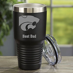 NCAA Kansas State Wildcats Personalized 30oz Black Stainless Steel Tumbler - 33148-LB