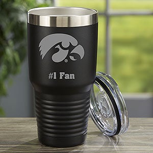 NCAA Iowa Hawkeyes Personalized 30oz Black Stainless Steel Tumbler - 33152-LB