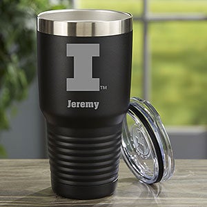 NCAA Illinois Fighting Illini Personalized 30 oz. Black Stainless Steel Tumbler - 33153-LB