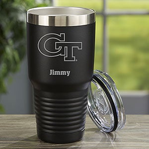 NCAA Georgia Tech Yellow Jacket Personalized 30oz Black Stainless Steel Tumbler - 33154-LB