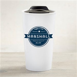 Coffee House Personalized 12 oz. Double-Wall Ceramic Travel Mug - 33180