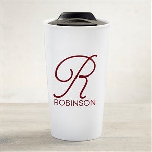 Initial Accent Personalized 12 oz. Double-Wall Ceramic Travel Mug - 33184