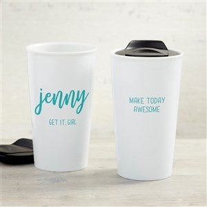 Scripty Style Personalized 12 oz. Double-Wall Ceramic Travel Mug - 33202