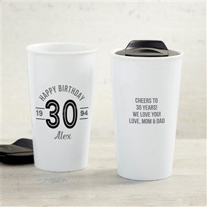 Modern Birthday Personalized 12 oz. Double-Walled Ceramic Travel Mug - 33205