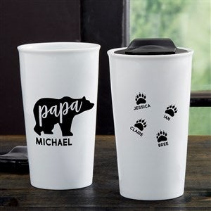 Papa Bear Personalized 12 oz. Double-Walled Ceramic Travel Mug - 33213