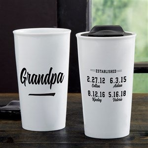 Established Grandpa Personalized 12 oz. Double-Walled Ceramic Travel Mug - 33224