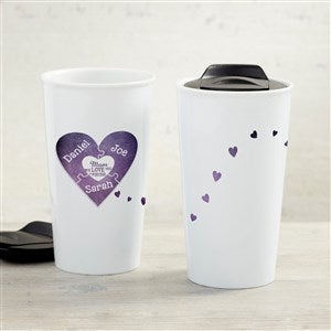 We Love You To Pieces Personalized 12 oz. Double-Walled Ceramic Travel Mug - 33228