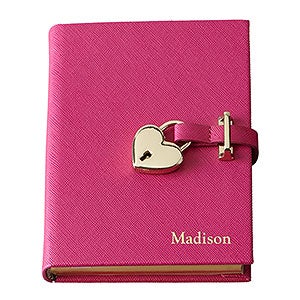 Personalized Leatherette Heart Lock Journal - Pink - 33236D-P