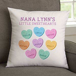 Grandmas Sweethearts Personalized 14x14 Velvet Throw Pillow - 33249-SV