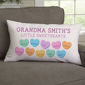 Her Little Sweethearts Personalized Lumbar Velvet Throw Pillow - 33249-LBV