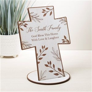 God Bless Our Home Personalized Whitewash Wood Cross Keepsake - 33276-W