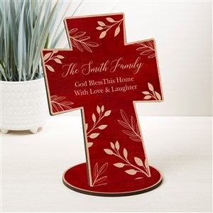 God Bless Our Home Personalized Red Wood Cross Keepsake - 33276-R