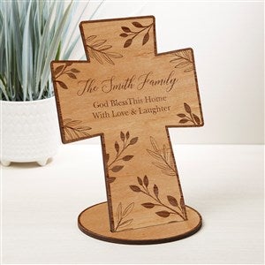 God Bless Our Home Personalized Natural Wood Cross Keepsake - 33276-N