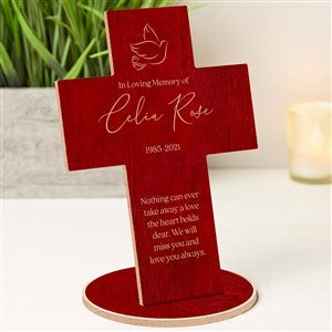 Memorial Personalized Red Wood Cross Keepsake - 33282-R