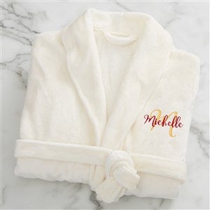 Playful Name Embroidered Fleece Robe- Ivory - 33288-I