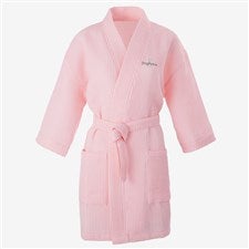Playful Name Embroidered Blush Waffle Weave Kimono Robe - 33290-RB