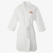 Playful Name Embroidered White Waffle Weave Kimono Robe - 33290-RN