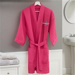 Playful Name Embroidered Pink Waffle Weave Kimono Robe - 33290-RP