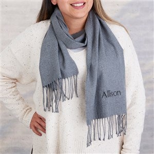 Classic Comfort Embroidered Cashmere Feel Grey Scarf - 33297-G