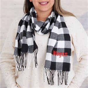Classic Comfort Embroidered Cashmere Feel Buffalo Check Scarf - 33298