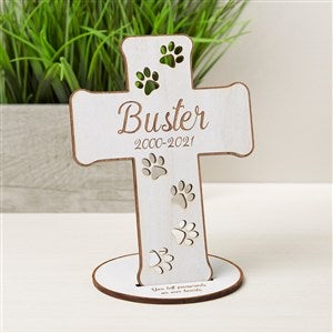 Pet Memorial Personalized Whitewash Wood Tabletop Cross - 33316-W