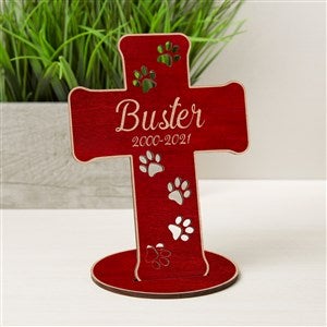 Pet Memorial Personalized Red Wood Tabletop Cross - 33316-R